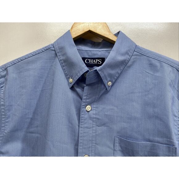 Chaps Blue & White Check Long Sleeve Button Down Shirt Men’s Medium 38-40 - Picture 2 of 7